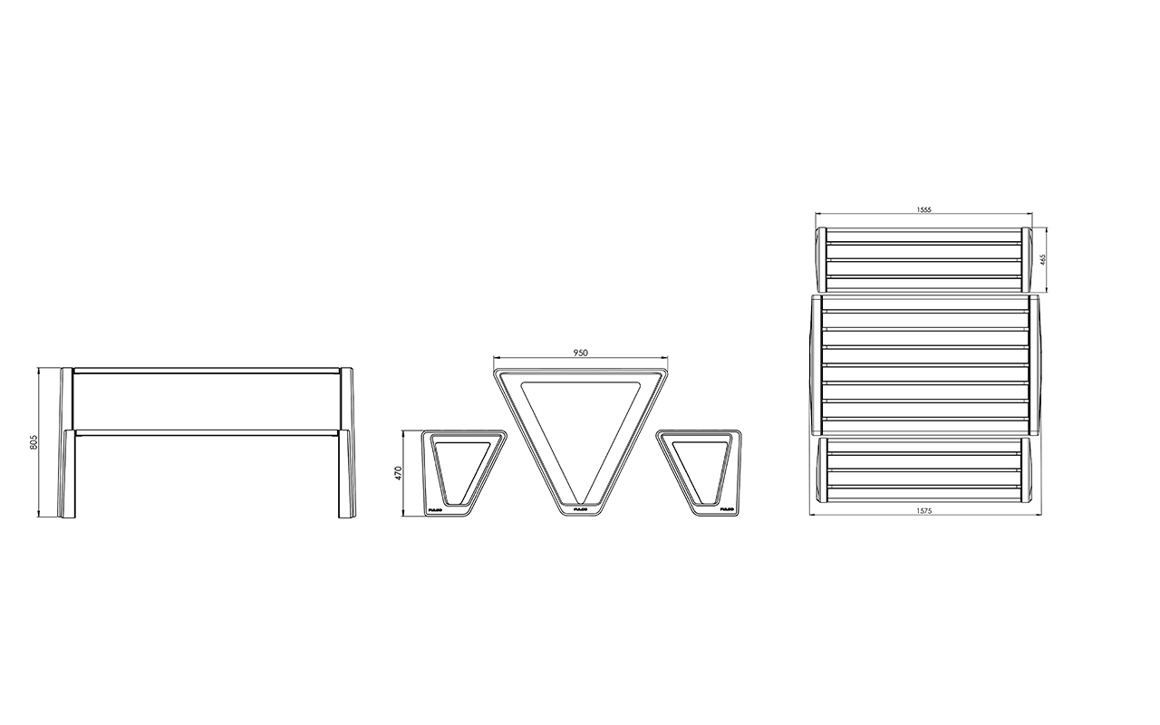 BEVEL SET - BEVEL SET - TAVOLO E PANCHE DA GIARDINO