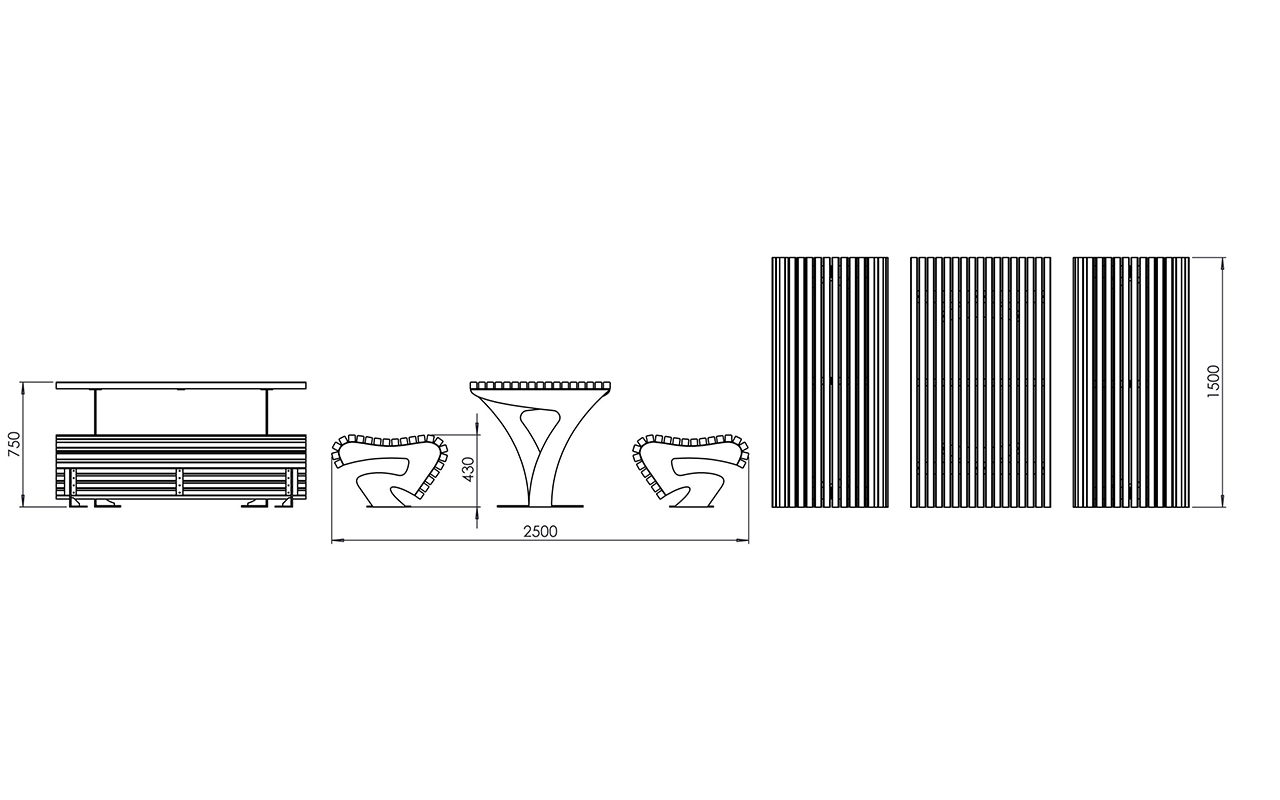 WAVE SET - WAVE SET - TAVOLO E PANCHE DA GIARDINO